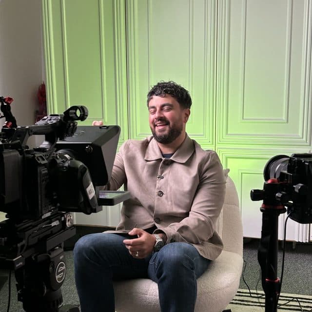 A guest on set in the studio